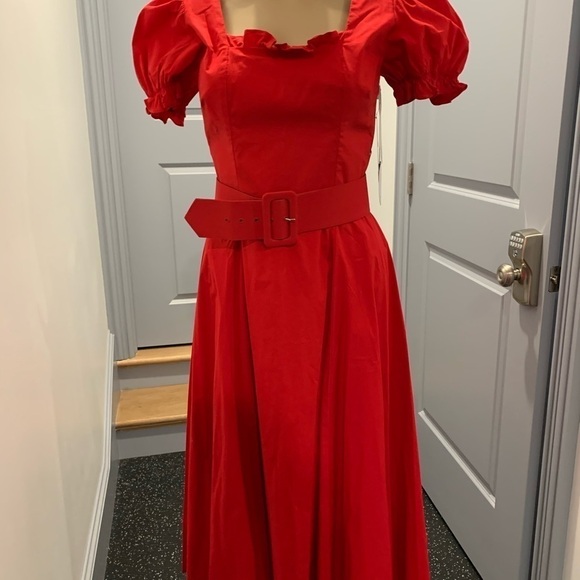 STAUD Maryann Belted Red Dress - Picture 4 of 8